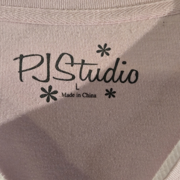 PJ Studio Pink Blue Cupcake Pajama Set Pink Top Drawstring Pants Women size L - Picture 7 of 16